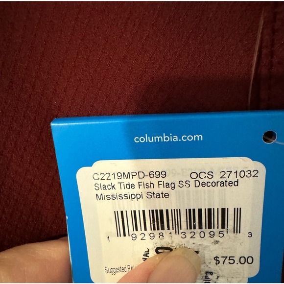 Columbia Men's Slack Tide Short‎ Sleeve Miss. State Fishing Shirt Maroon & White - Picture 5 of 7